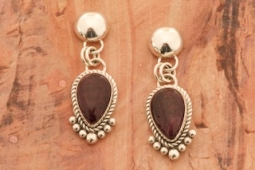 Artie Yellowhorse Genuine Purple Spiny Oyster Shell Sterling Silver Post Earrings